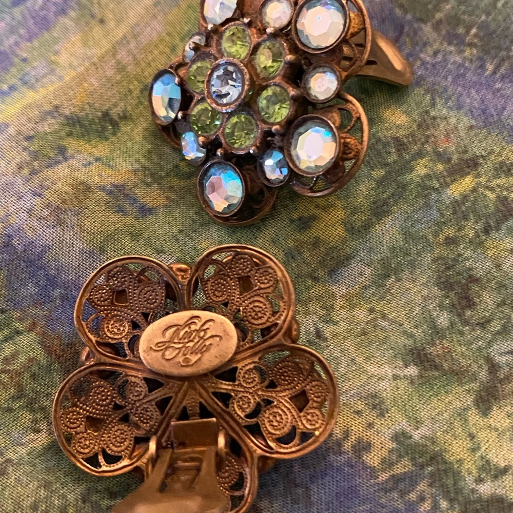 Kirks Folly Vintage Clip Earrings w/ filigree design